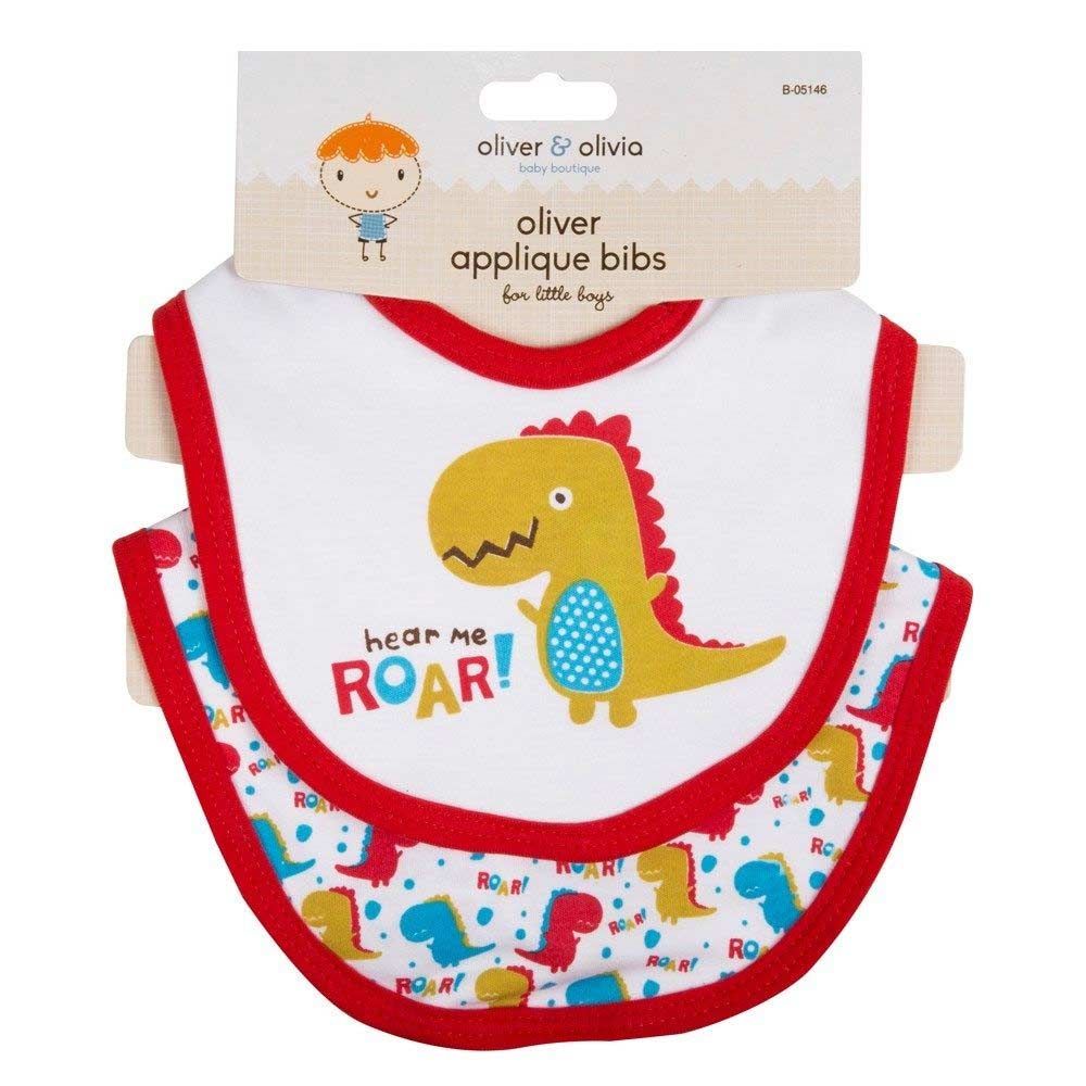 Oliver & Olivia - Boy Applique Bibs 2pk - Dino