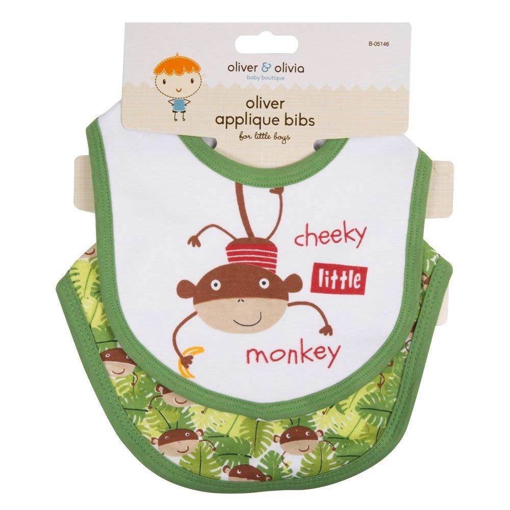 Oliver & Olivia - Boy Applique Bibs 2pk - Monkey