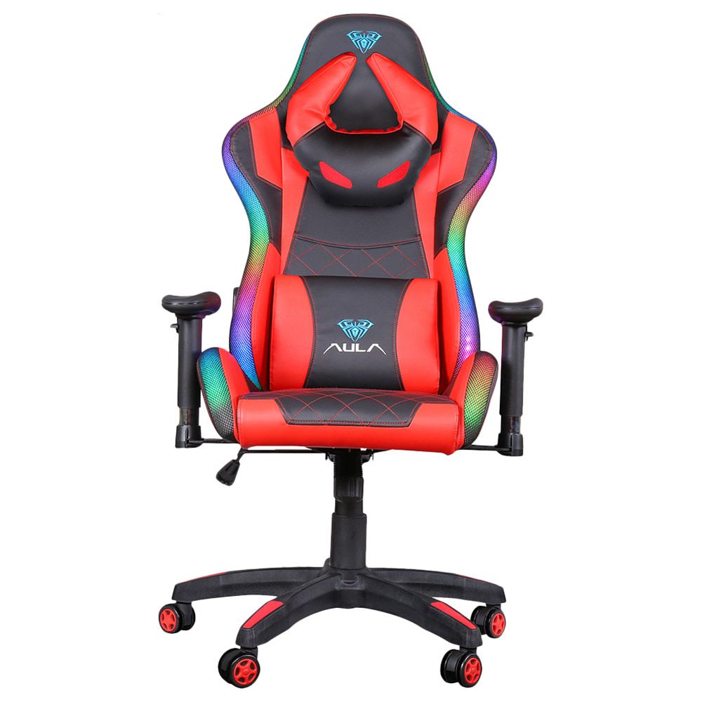 Aula - F8041 Gaming Chair w/ RGB Led Light - Red