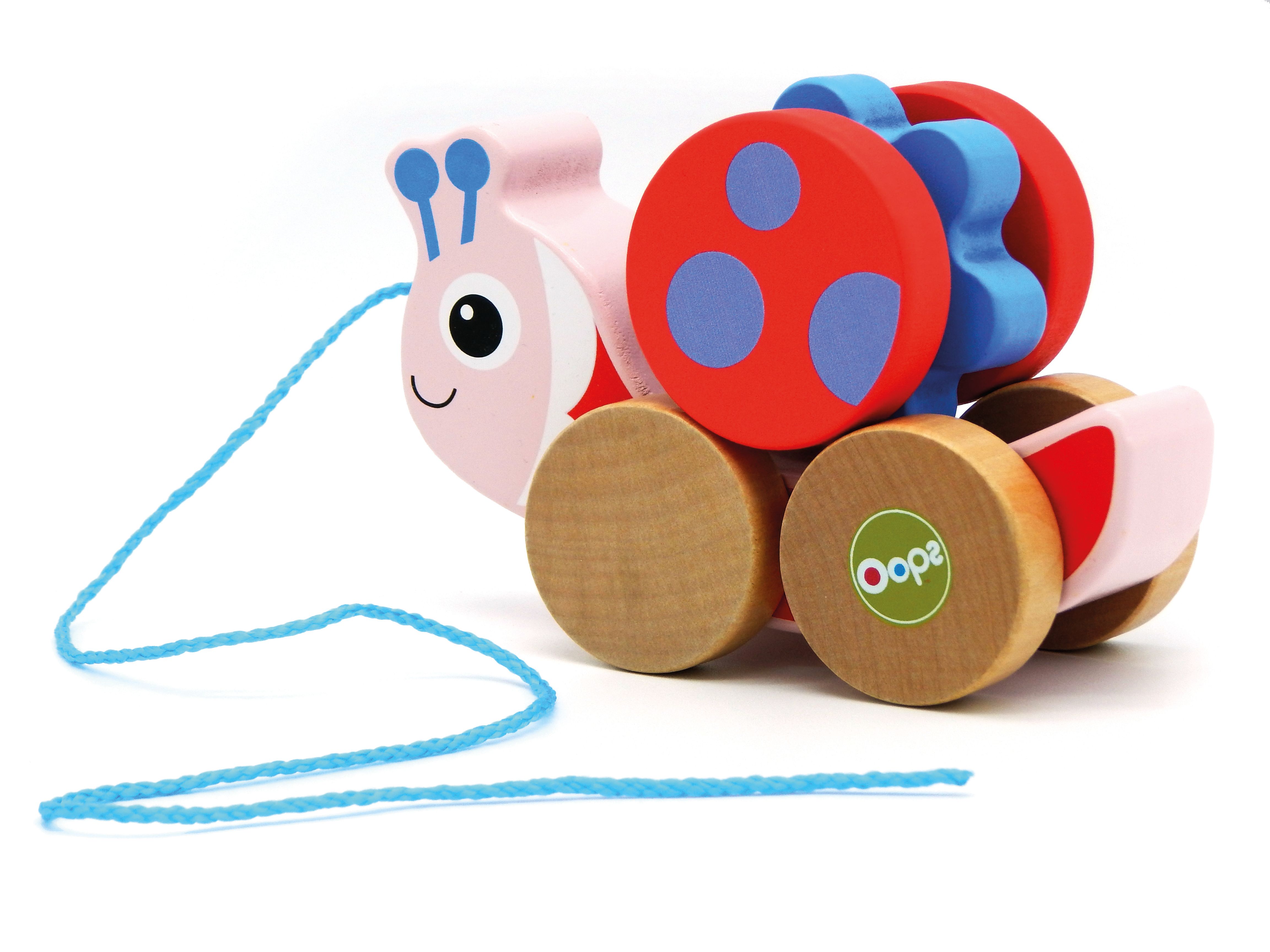 Oops - Pull & Fun - With Detachable Rotating Ball And Rattle - Ladybug