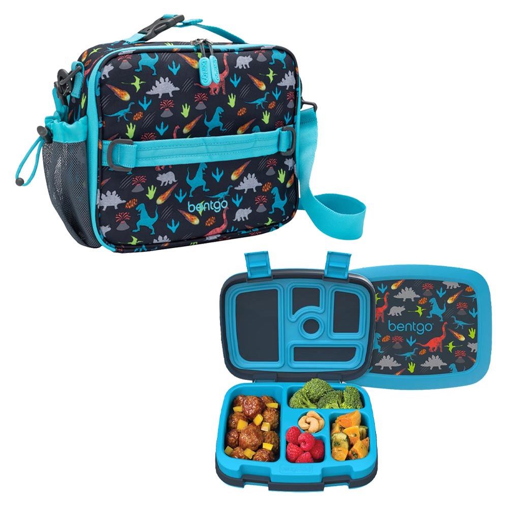 Bentgo - 5 Compartments Kids Prints Lunchbox & Lunchbag - Dinosaur