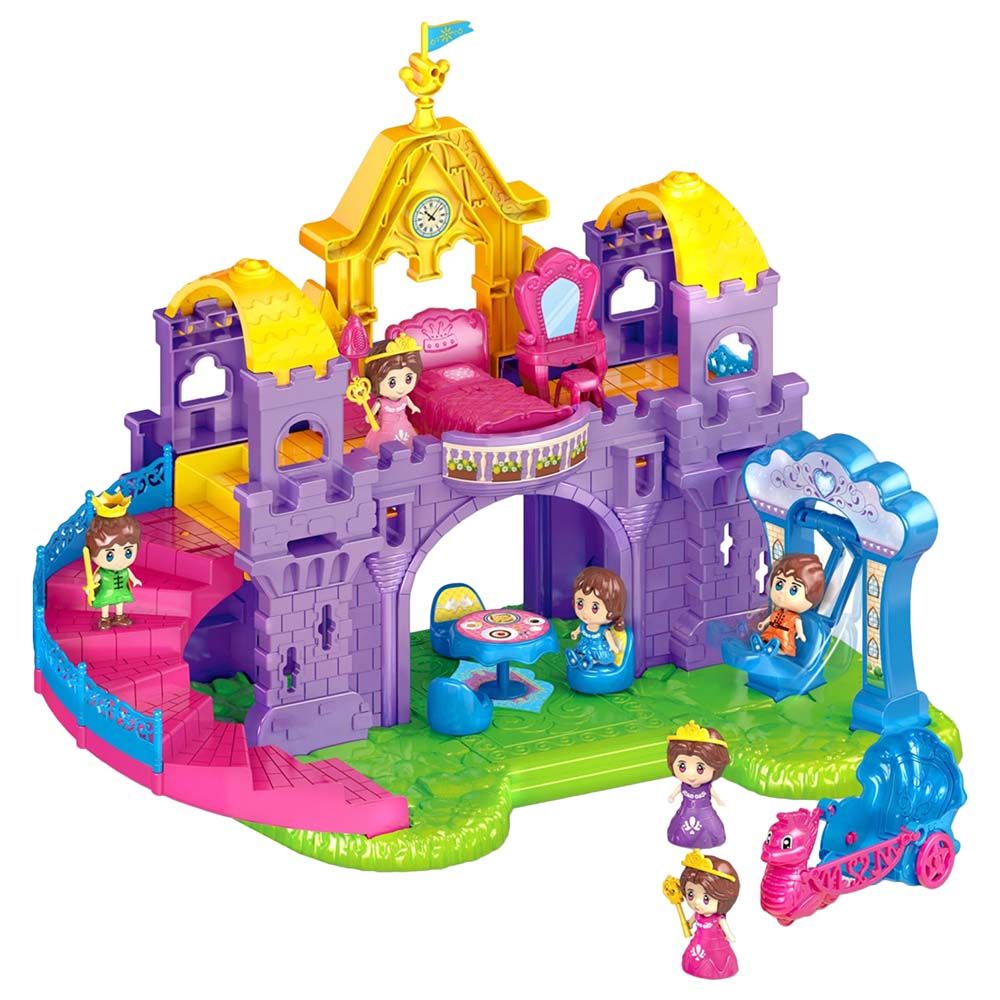 Fitto - Princess Castle Dollhouse With 4 Rooms - Pink