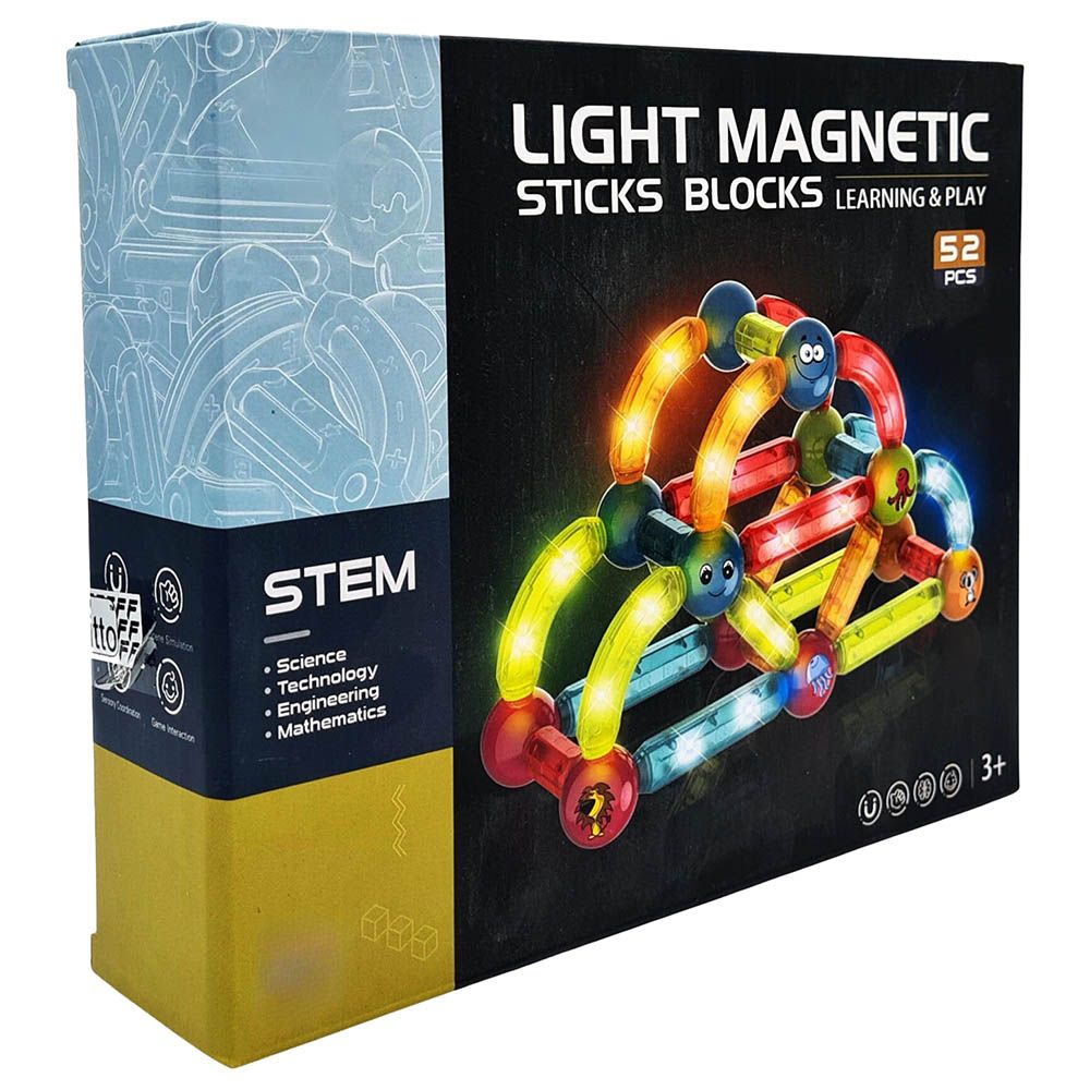 Fitto - Magnetic Building Blocks Set With Led Lights - 52pcs