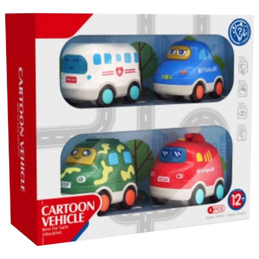 Fitto - Gliding Cartoon Vehicles With Lights & Sounds - 4pcs