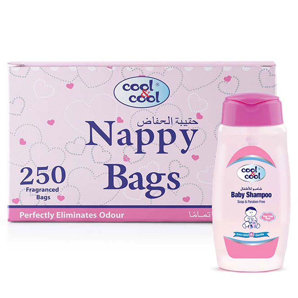 Cool & Cool Nappy Bags 250's + Baby Shampoo 100ml Free