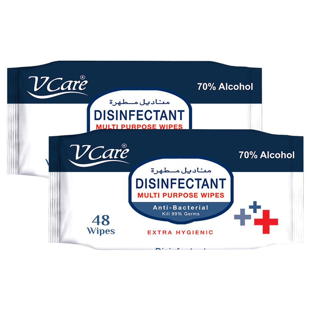 VCare - Antibacterial Multipurpose Wipes 48s - Pack of 2