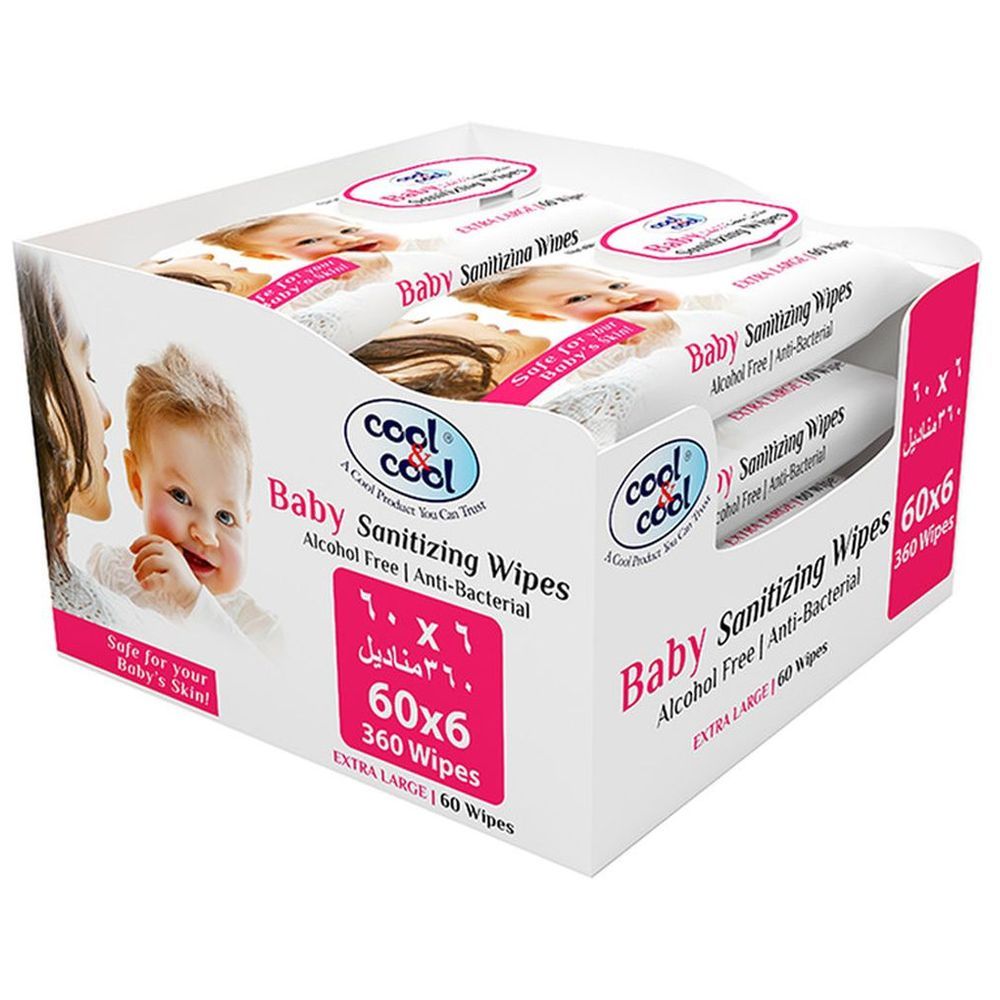 Cool & Cool Baby Sanitizing Wipes 60's - Pack of 6