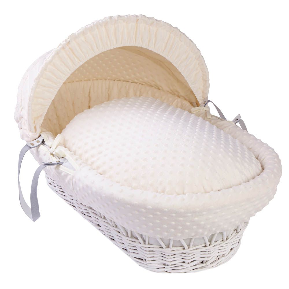 Clair de Lune - Dimple White Wicker Moses Basket - Cream (Exclusive)