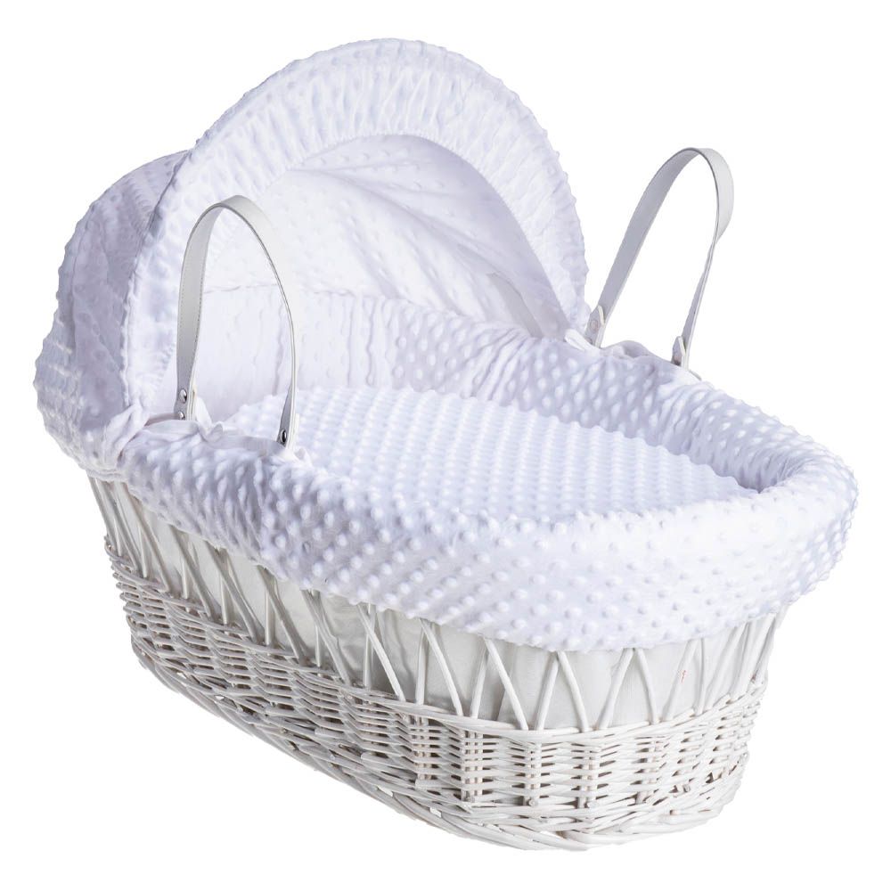 Clair de Lune - Dimple White Wicker Moses Basket - White (Exclusive)