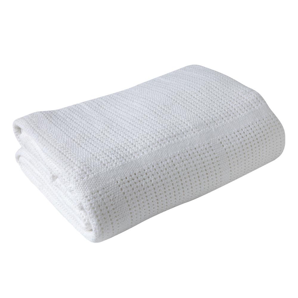 Clair de Lune - Soft Cotton Cellular Cot Blanket - White (Exclusive)