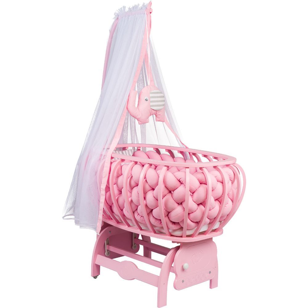 Bebbe - Modena Lux Braided Textile Cradle 55x90cm - Pink