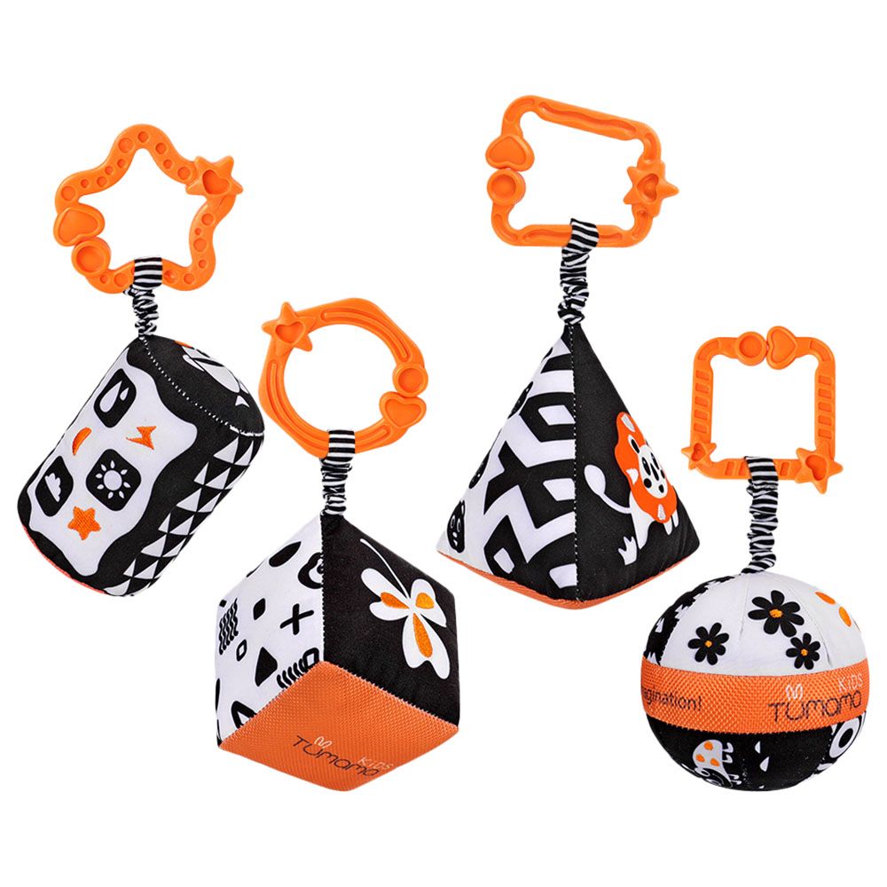 Tumama Hanging Rattle Set 4pcs Black White