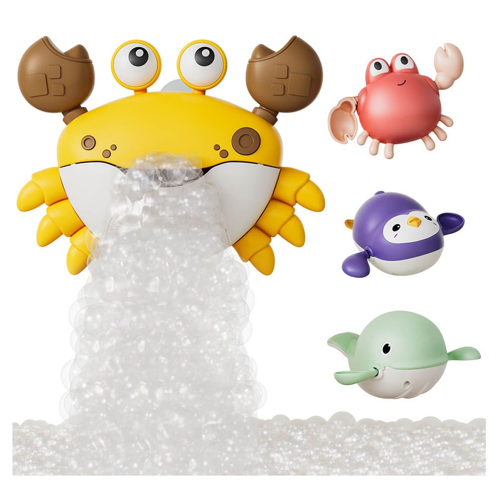 Tumama Kids - Bubble Making Crab Toy W/ Bath Toys Set - 4pcs