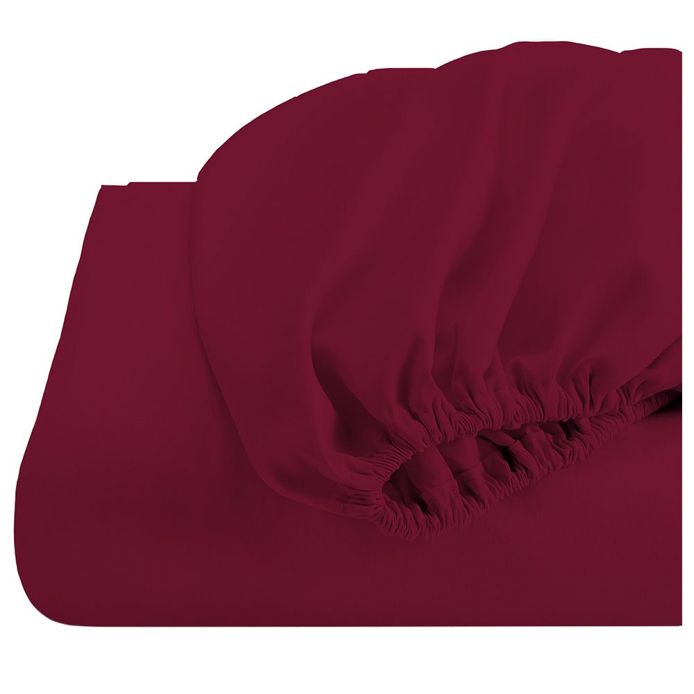 Cotton Home - Rest Fitted Sheet 90 x 200 + 20 cm - Burgundy