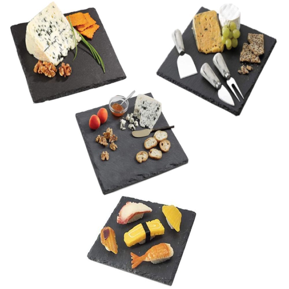 1Chase - Natural Stone Slate Plate 20x20cm - Pack Of 4