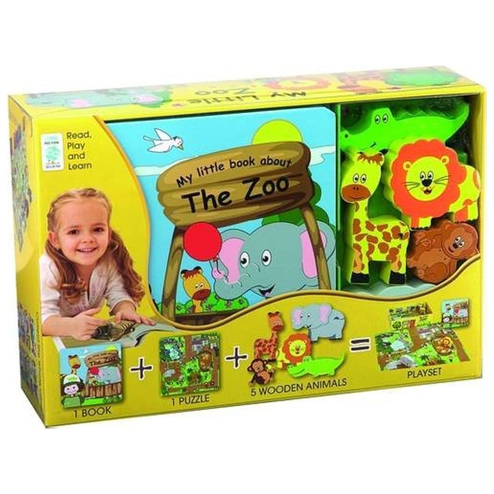 My Little Village: Zoo (Book, Wooden Toy & 16-Piece Puzzle)