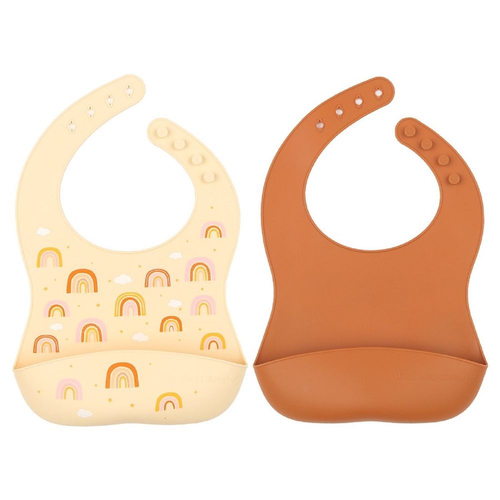 A little Lovely Company - Silicone Bib - Pack of 2 - Rainbows