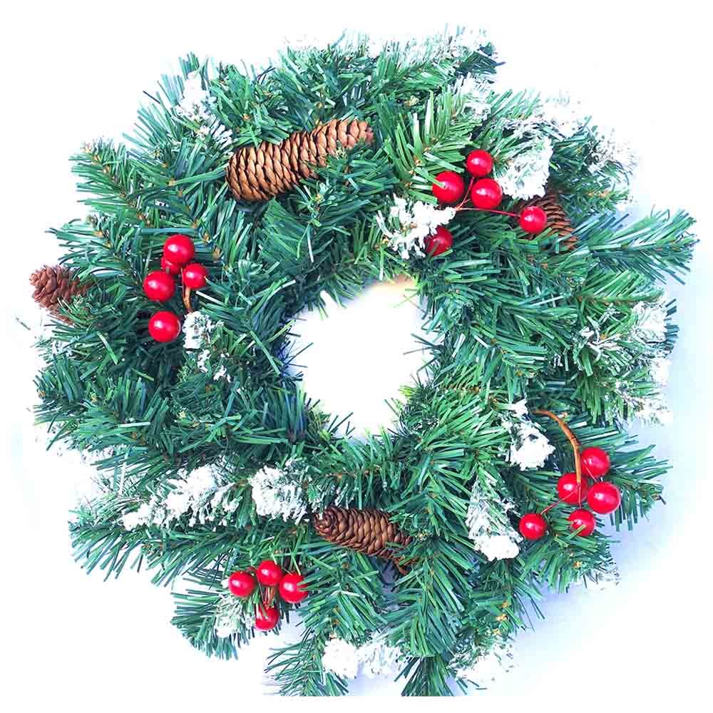 Chamdol - PVC Wreath with Bery & Nowtip 35cm - Green