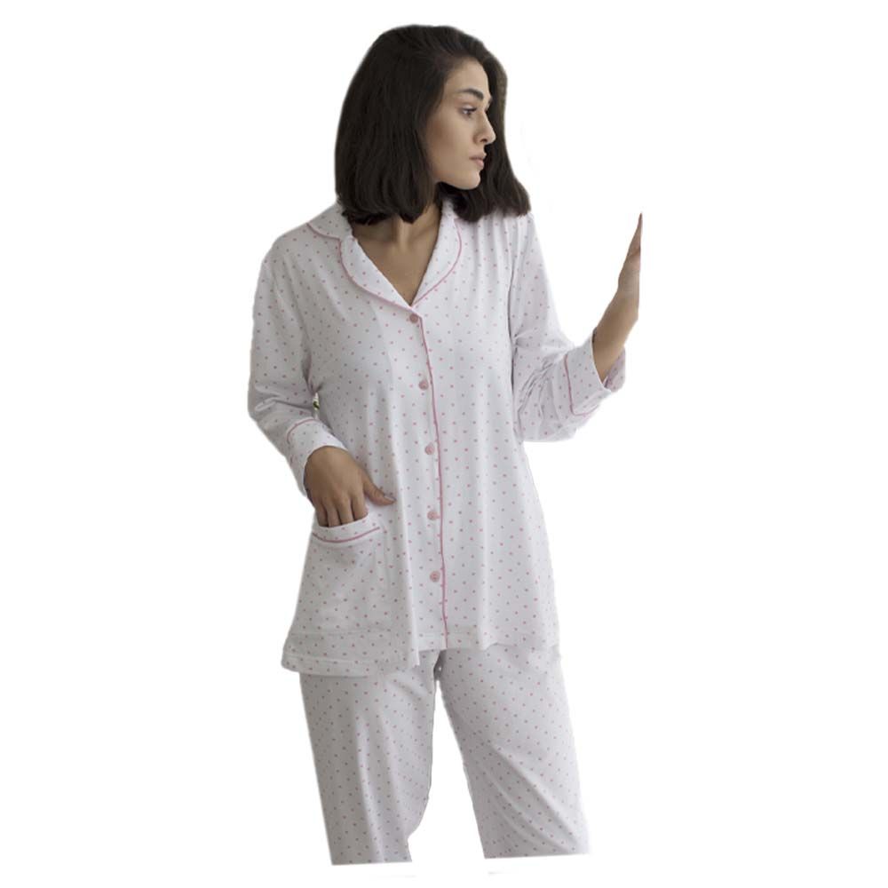 Cosset - 2pc-Set - Phoebe Long Sleeves Shirt & Pyjama - White