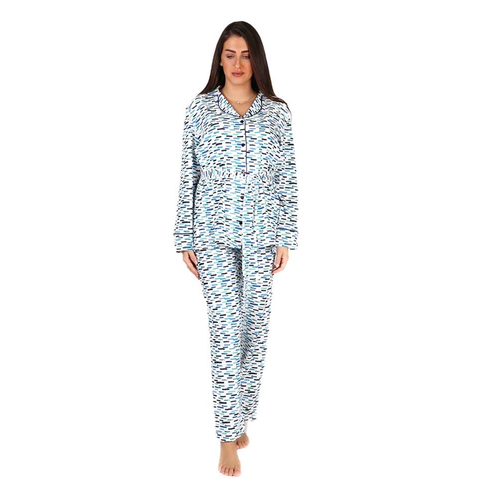 Cosset - 2pc-Set - Squiggle Shirt & Pyjama - Blue