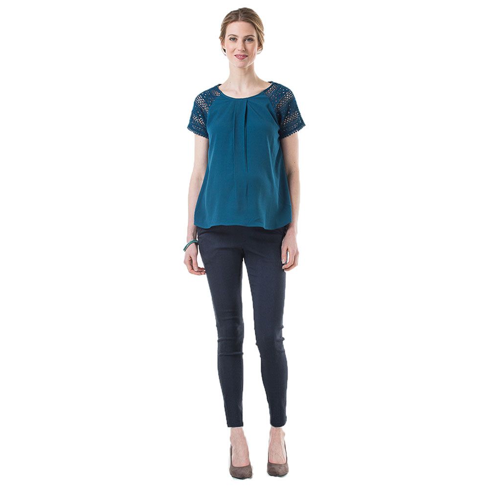 Spring - Clementina Lace Sleeve Top - Teal