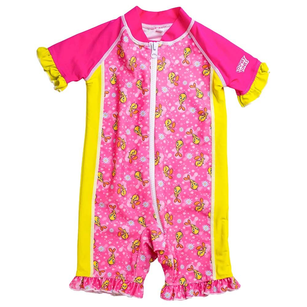 Coega Sunwear - Girls Baby Swim Suit - Pink Tweety Bubbles