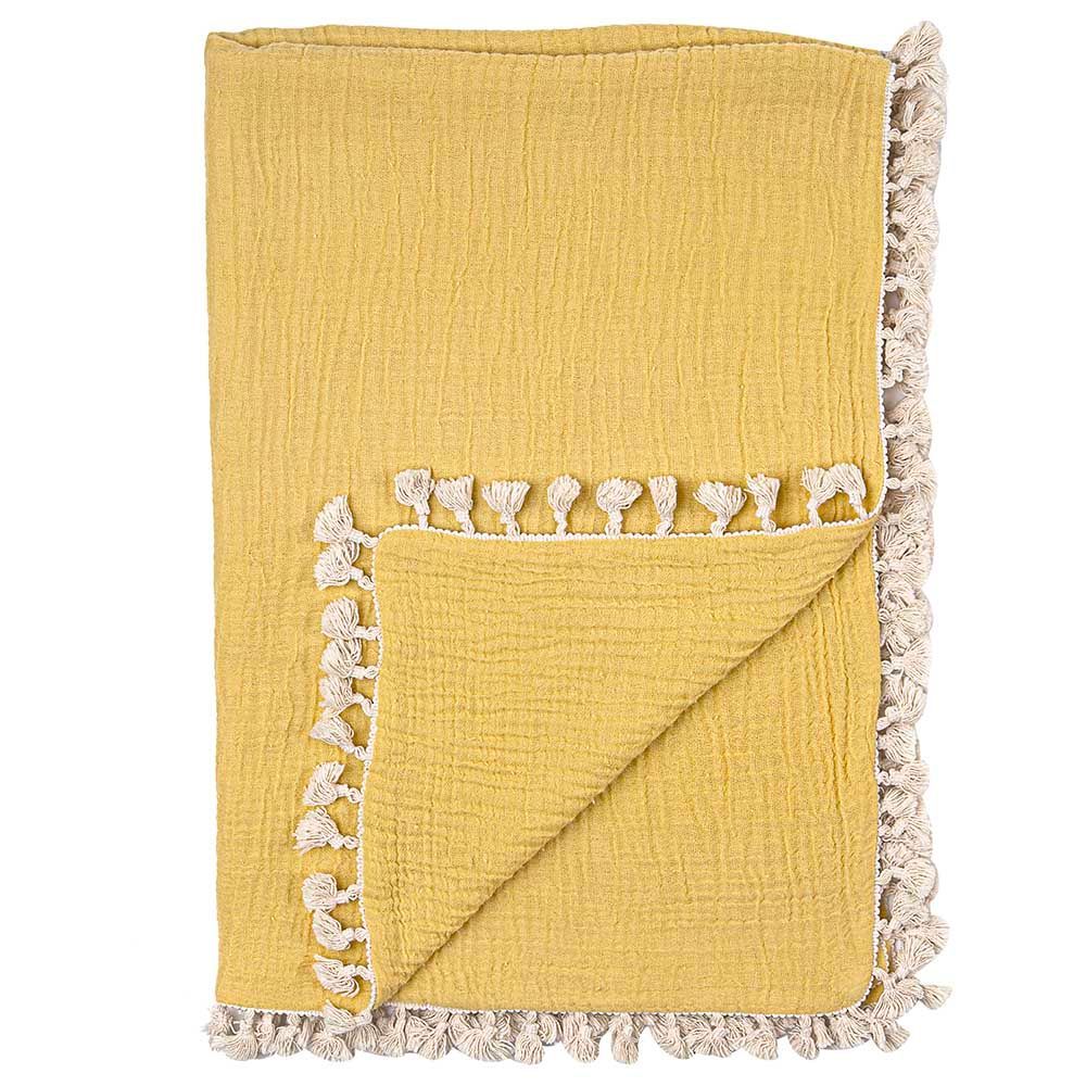 Crane Baby - 6 Layer Muslin Blanket - Ochre