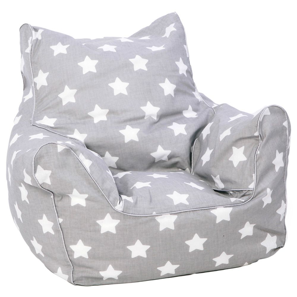 DELSIT - Bean Chair With White Stars - Grey