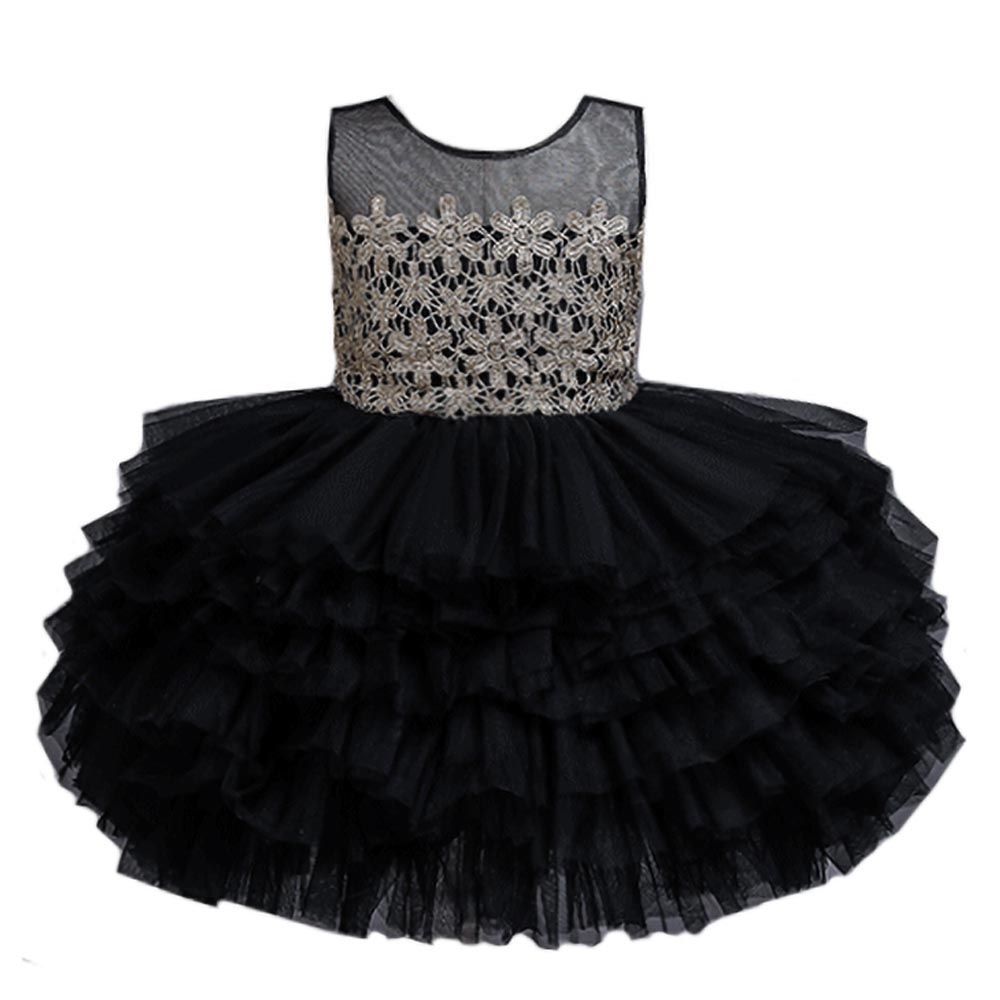 D' Daniela - Baby Girl Tutu Lace Dress - Black