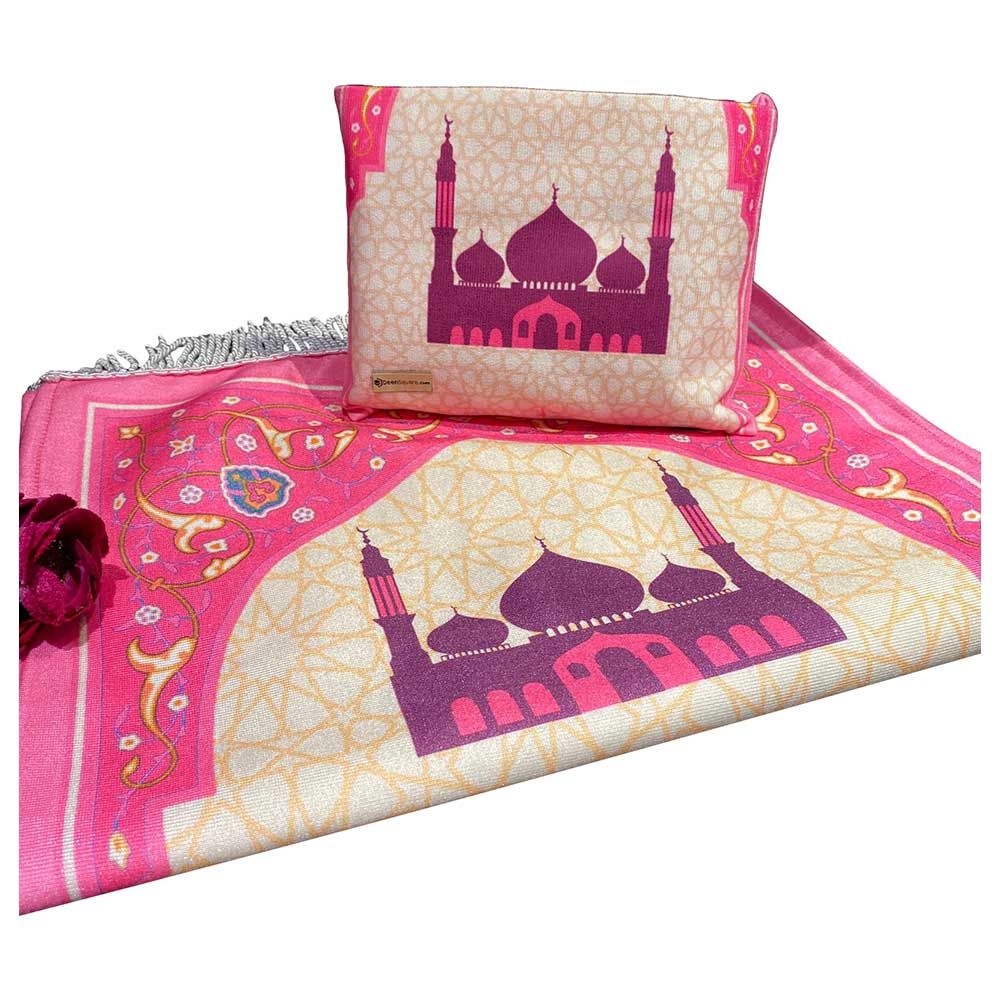 Beautiful Prayer Mat With Pouch For Kids - T4 Pink