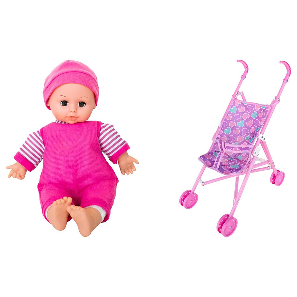 Baby Amoura - Hayati My First Baby & Doll Stroller Set 14-inch