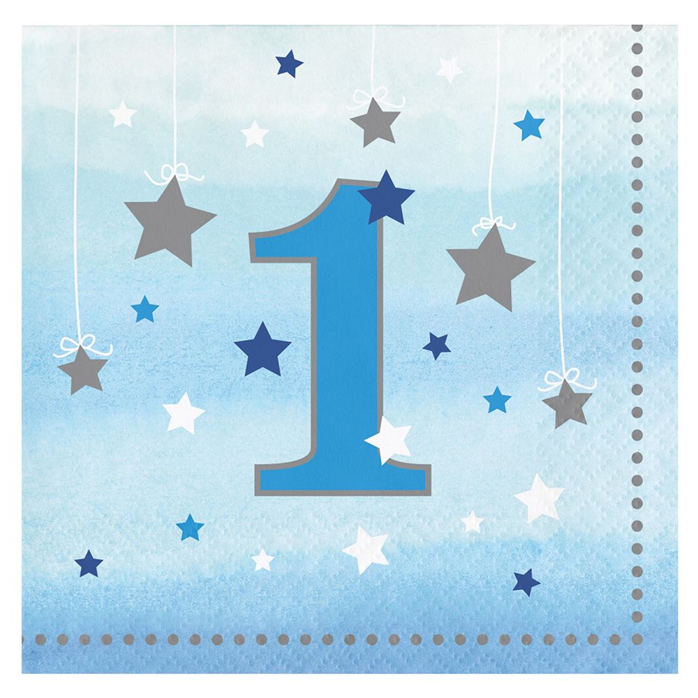 One Little Star Boy 1st Birthday Napkins - 16 pk