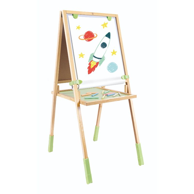 Hape - 3-in-1 Step Up Bamboo Easel With Accessories - 20pcs