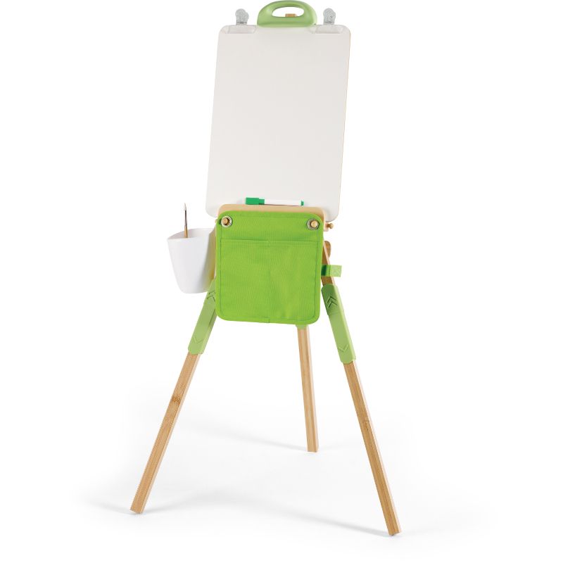 Hape - Portable Bamboo Easel With Accessories - 14pcs