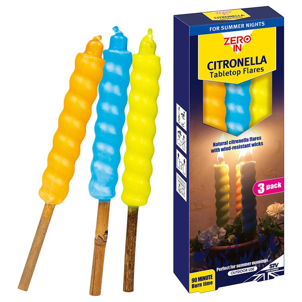 Stv - Zero In Table Top Citronella Flares - Pack of 3