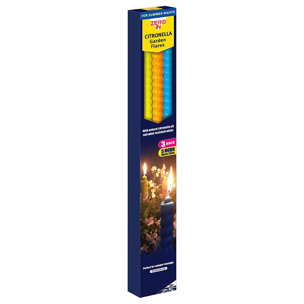 Stv - Zero In Citronella Garden Flares - Pack of 3