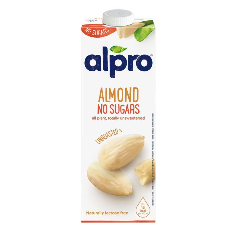 Alpro - Drink Unroasted Almond Unsweetened 1L - Pack Of 8