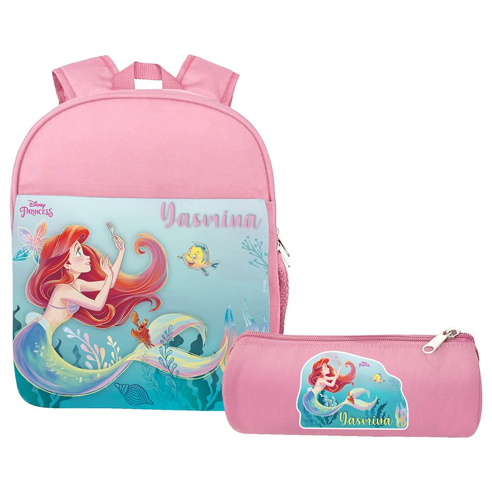 Essmak - Disney Little Mermaid Backpack & Pencil Case - 12-Inch - Pink