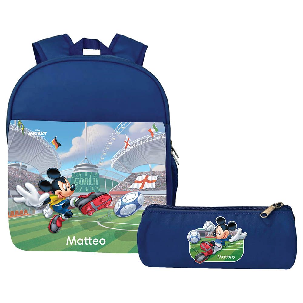 Essmak - Disney Mickey Backpack & Pencil Case - 12-Inch - Blue