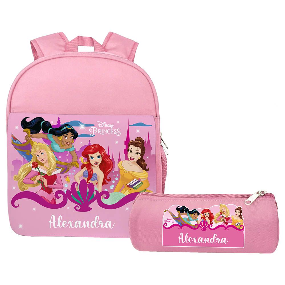 Essmak - Disney Princess 2 Backpack & Pencil Case - 12-Inch - Pink