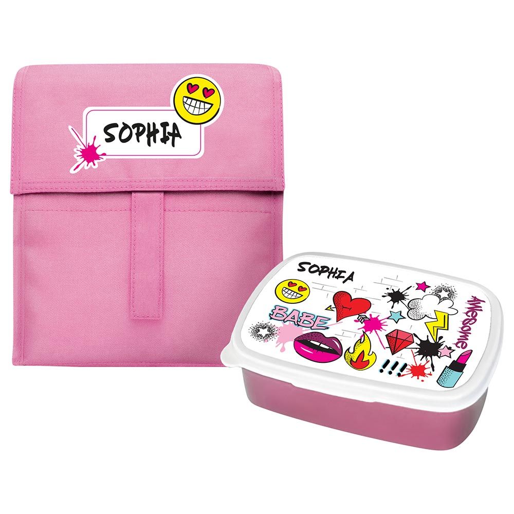 Essmak - Graffiti Artist Girl Foldable Lunch Set - Pink