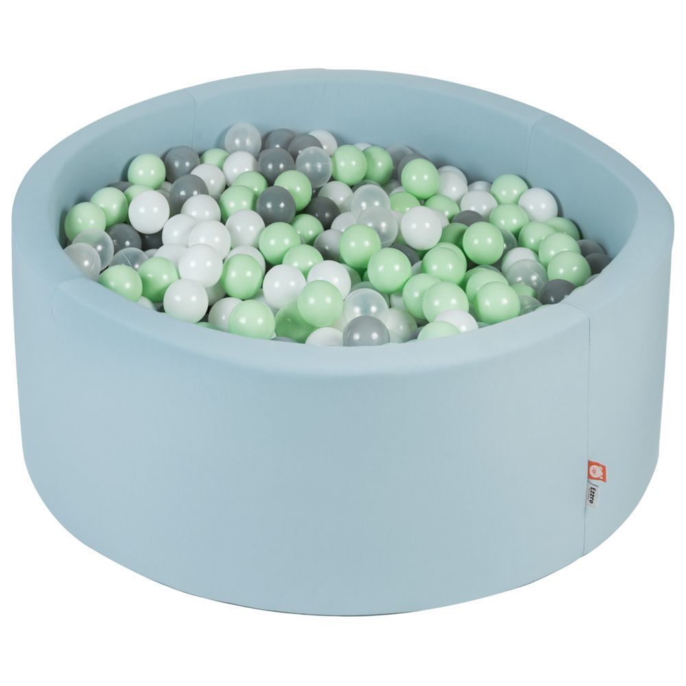 Ezzro - Round Ball Pit 90x40 w/ 100 Balls (Lime, White, Grey, Transparent) - Pale Blue