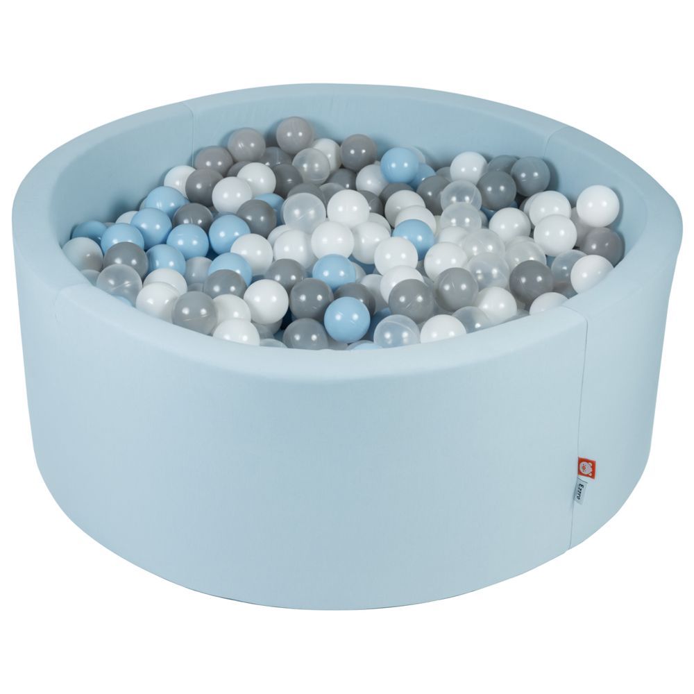 Ezzro - Round Ball Pit 90x40 w/ 200 Balls (Light Blue, White, Light Grey, Transparent) - Pale Blue