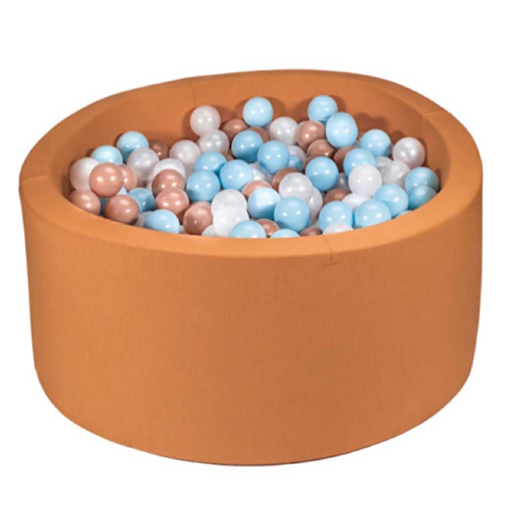 Ezzro - Brown Round Ball Pit w/ 100 Balls - Golden/White/Pearl