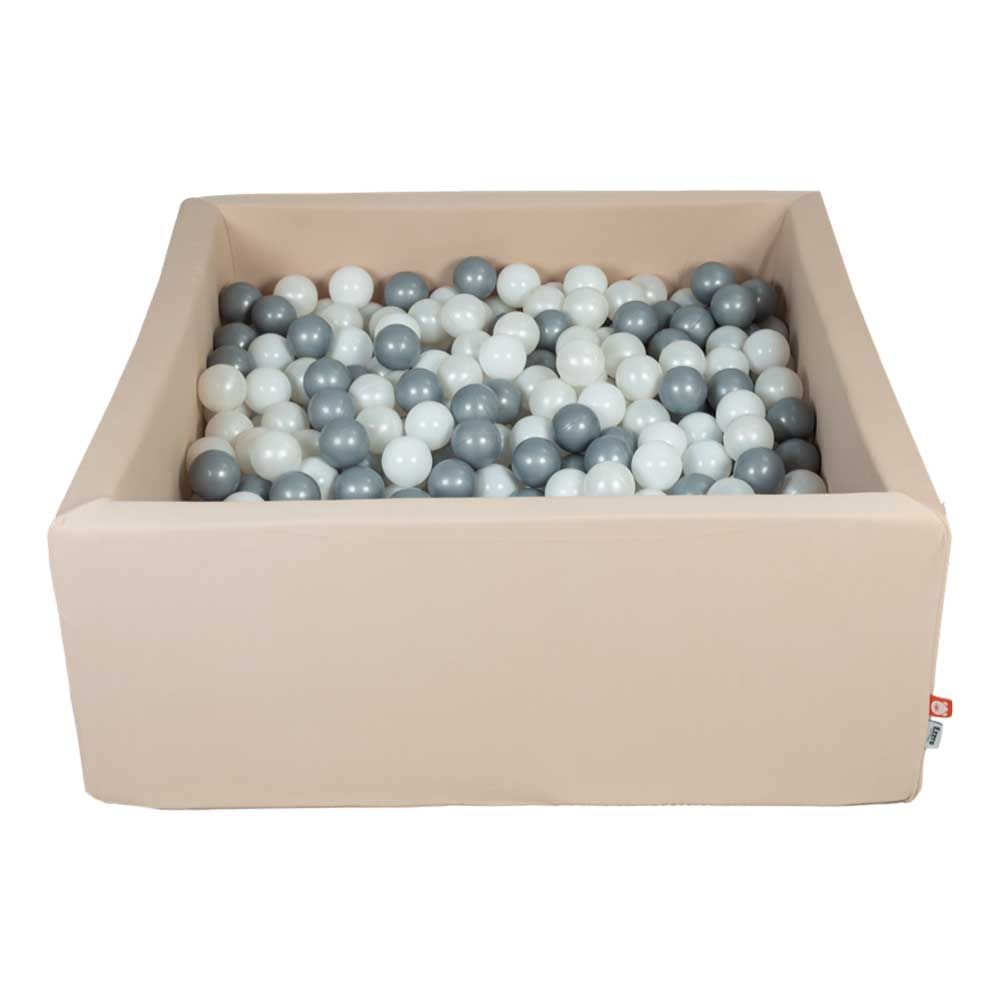 Ezzro - Beige Square Ball Pit w/ 100 Balls - Pearl/White/Grey