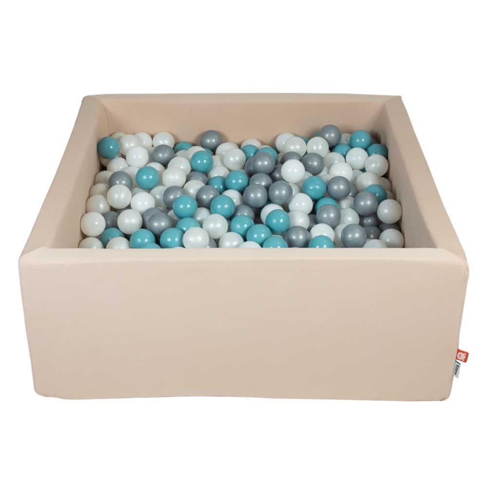 Ezzro - Beige Square Ball Pit w/ 100 Balls - Pearl/White/Blue/Grey