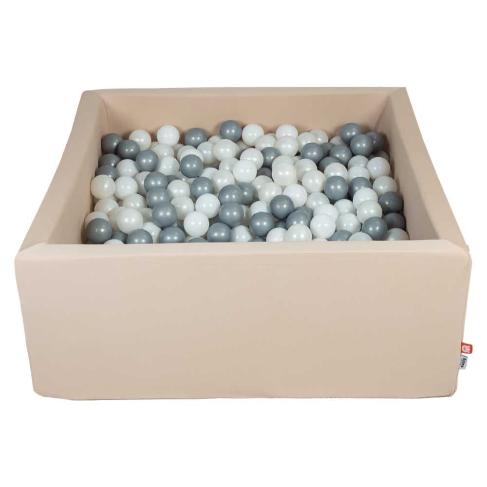 Ezzro - Beige Square Ball Pit w/ 300 Balls - 100x100x40 - Grey/Pearl/White