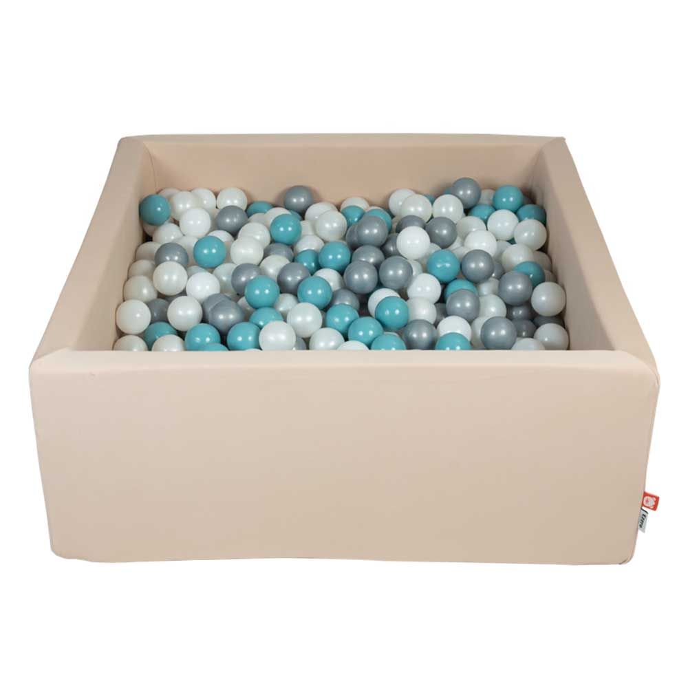 Ezzro - Beige Ball Pit w/ 300 Balls - 100x100x40 - Pearl/White/Blue/Grey