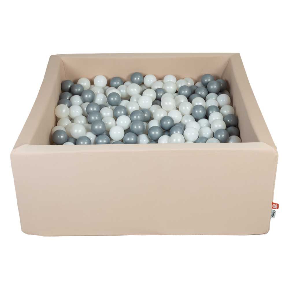 Ezzro - Beige Square Ball Pit w/ 600 Balls - 100x100x40 - Grey/Pearl/White