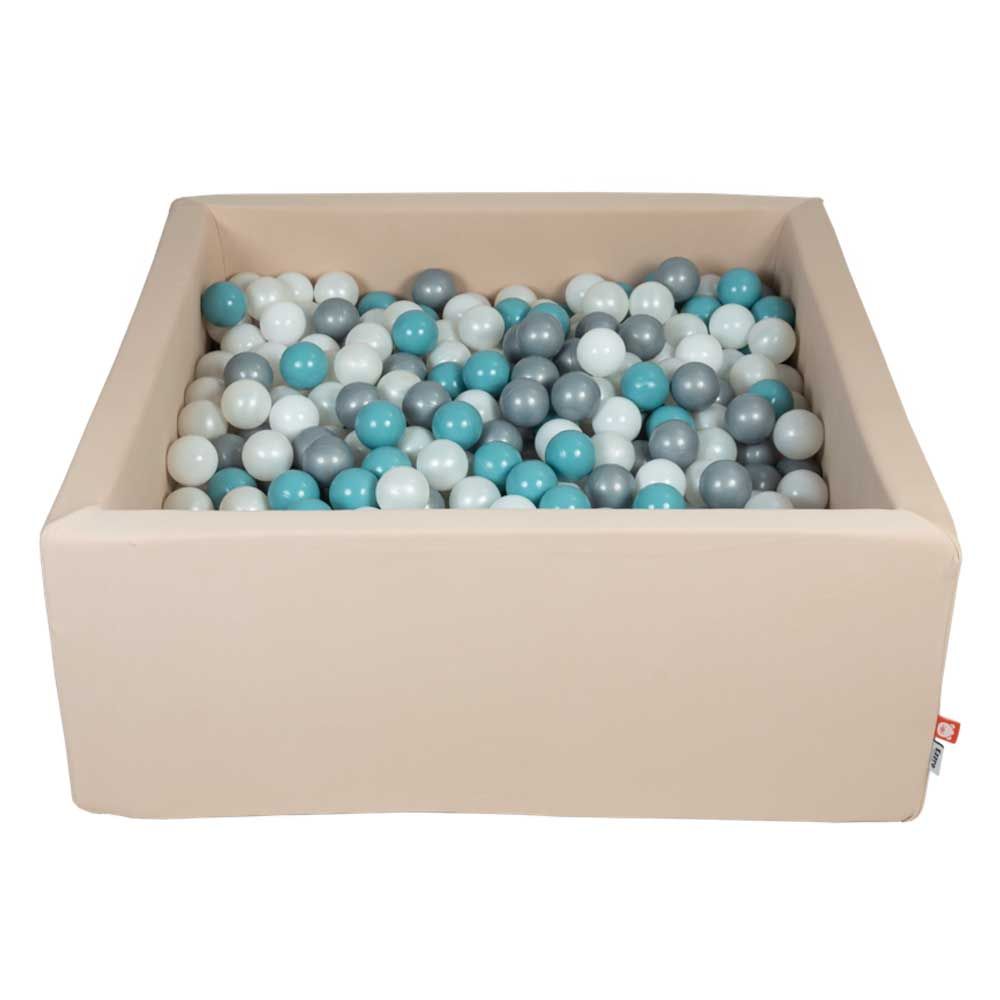 Ezzro - Beige Ball Pit w/ 600 Balls - 100x100x40 - Pearl/White/Blue/Grey